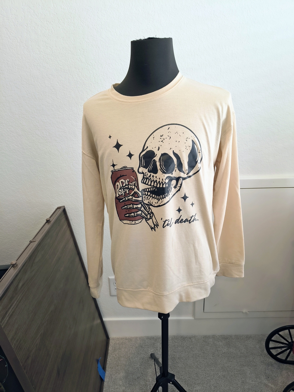 Cream Dr Pepper Skull Till Death Do Us Part Sweatshirt
